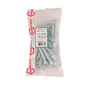 Perno coche + tuerca + golilla 3/8 x 2 1/2'' zincado 20 unidades Imporper