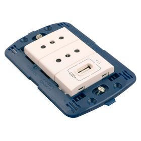 Placa semiarmada toma doble + USB Tech Bticino