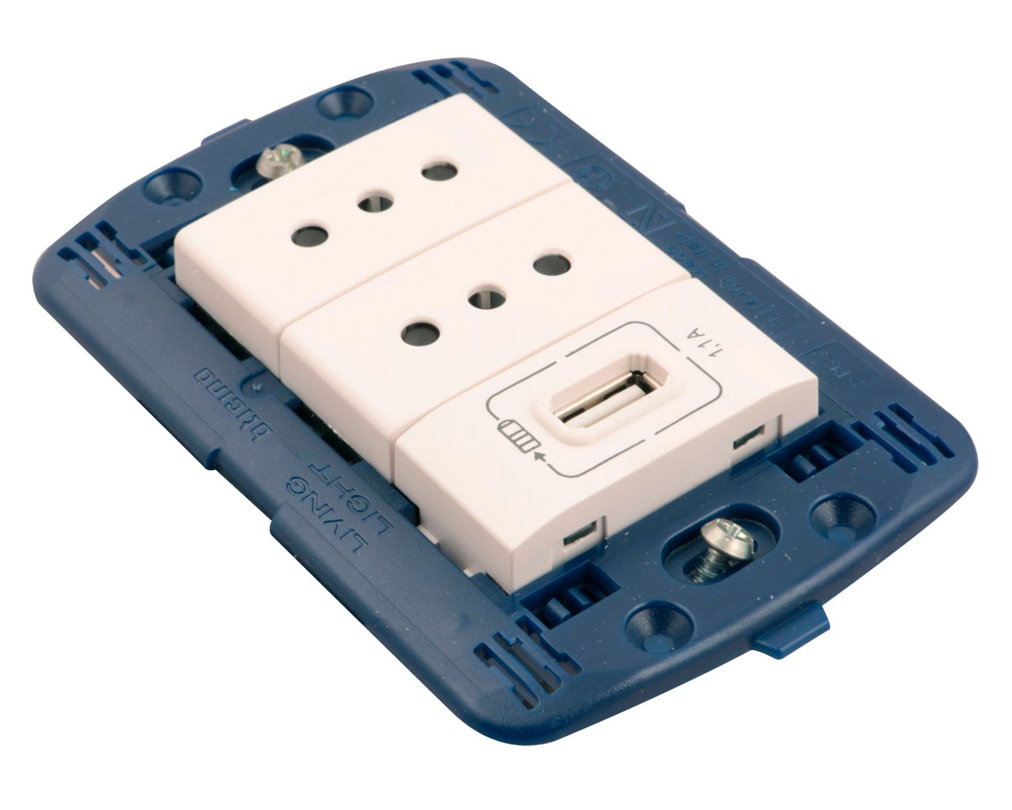 Placa Semiarmada Toma Doble + USB Tech Bticino