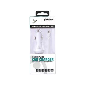 Cargador de auto USB 1 puerto + cable micro USB a USB Fiddler