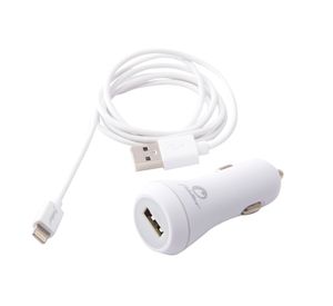 Cargador de auto USB 1 puerto + cable lighting a USB Fiddler