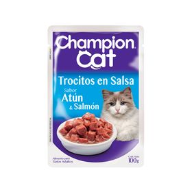 Alimento húmedo gato 100 gr atún y salmón Champion Cat