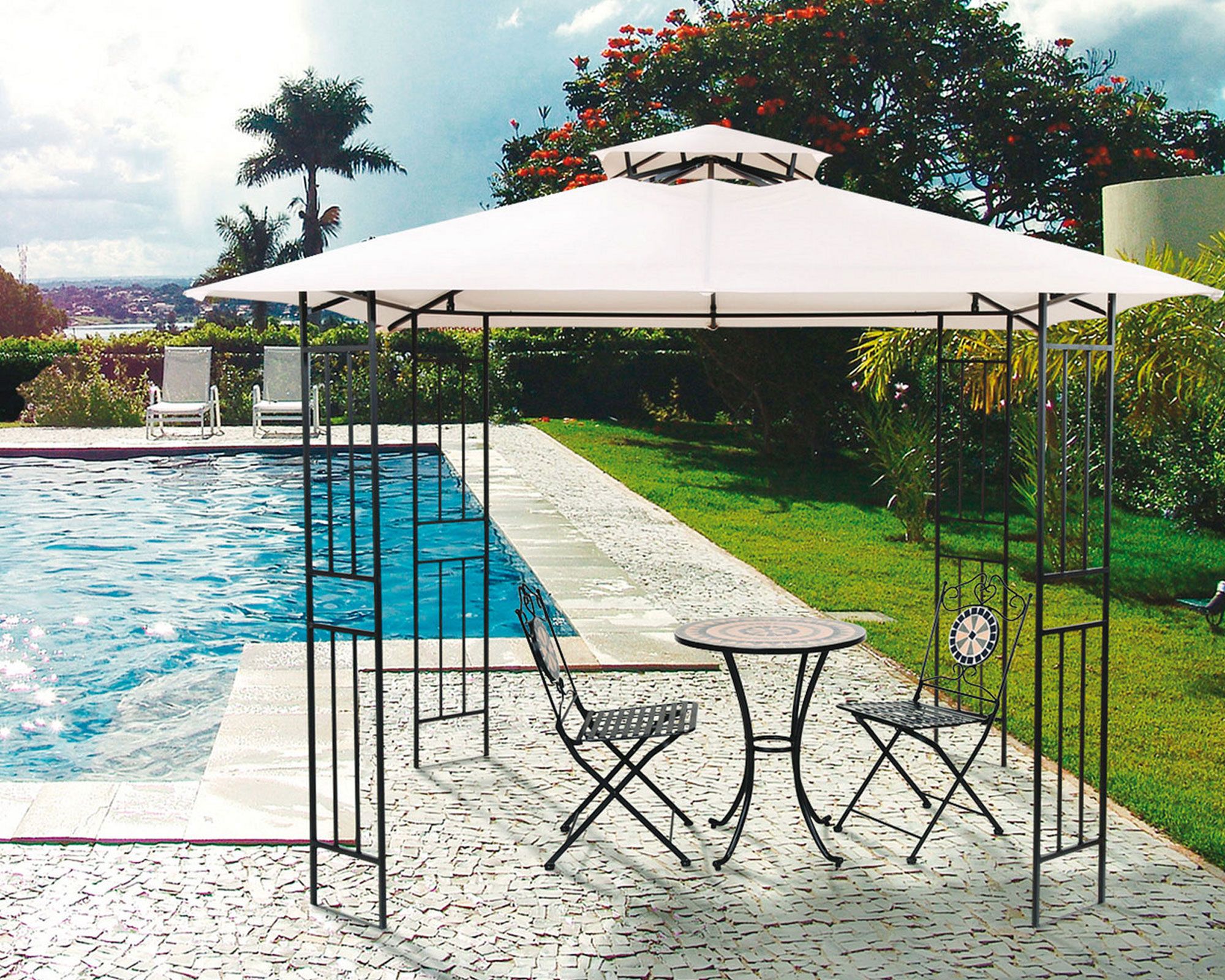 Pérgola 3x3 m Blanco Sydney Outzen
