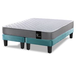 Cama europea 2 plazas Zen Best base dividida tela turquesa