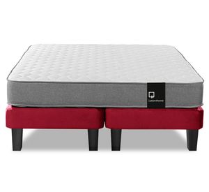 Cama europea 2 plazas Zen Best base dividida tela burdeo