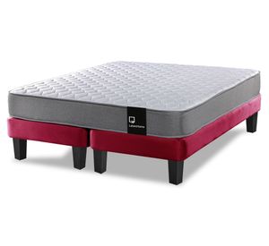 Cama europea 2 plazas Zen Best base dividida tela burdeo