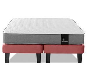 Cama europea 2 plazas Zen Best base dividida tela rosa
