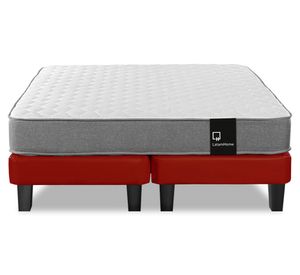 Cama europea 2 plazas Zen Best base dividida PU rojo