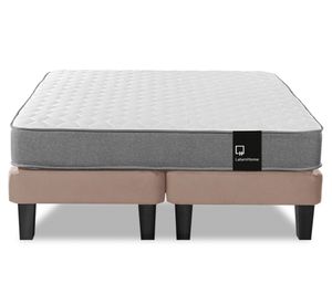 Cama europea 2 plazas Zen Best base dividida tela beige