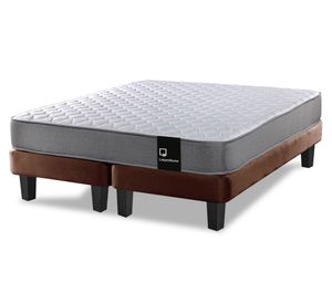 Cama europea 2 plazas Zen Best base dividida tela chocolate