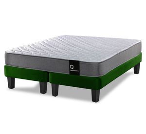 Cama europea 2 plazas Zen Best base dividida tela verde
