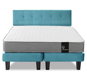 Cama europea 2 plazas Zen Best base dividida tela + respaldo turquesa