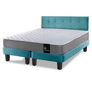 Cama europea 2 plazas Zen Best base dividida tela + respaldo turquesa