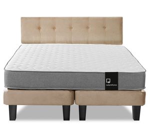 Cama europea 2 plazas Zen Best base dividida tela + respaldo beige