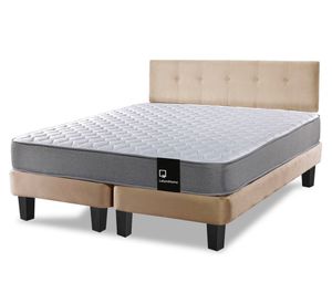 Cama europea 2 plazas Zen Best base dividida tela + respaldo beige