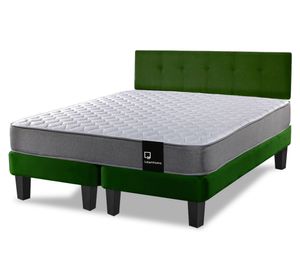 Cama europea 2 plazas Zen Best base dividida tela + respaldo verde