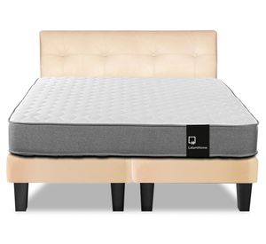 Cama europea 2 plazas Zen Best base dividida PU + respaldo beige