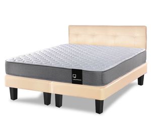 Cama europea 2 plazas Zen Best base dividida PU + respaldo beige