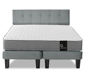 Cama europea 2 plazas Zen Best base dividida tela + respaldo gris