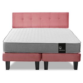 Cama europea 2 plazas Zen Best base dividida tela + respaldo rosa