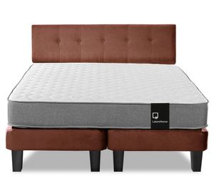 Cama europea 2 plazas Zen Best base dividida tela + respaldo chocolate