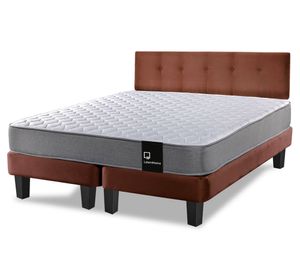 Cama europea 2 plazas Zen Best base dividida tela + respaldo chocolate