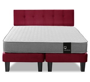 Cama europea 2 plazas Zen Best base dividida tela + respaldo burdeo