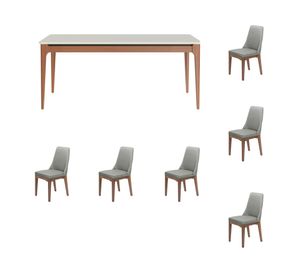 Comedor Addar 1.8 6 sillas Elsie matelasse off white/gris