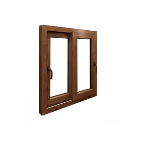 Ventana PVC 140X120 cm Termopanel Corredera Premium Nogal Crown Glass