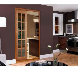 Mampara Pino Radiata Sevillana 65x230 cm 10 Vidrios Moldupanel