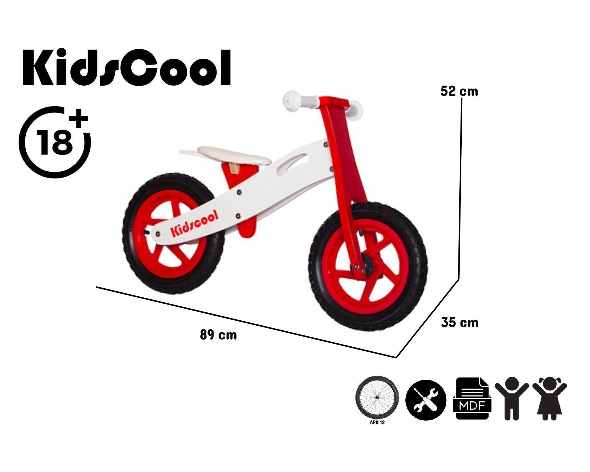 LÖWENRAD Bicicleta Sin Pedales De 12 Pulgadas – Ligera (3kg) Con Sillín Y Manillar Ajustable Para Niños De 3 A 4 Años