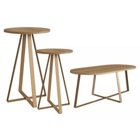 Set mesa lateral 27939 + centro 27940 + centro 27941 natural dorado