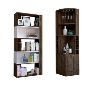 Bar esquinero Syrah + biblioteca Beijing coñac/blanco TuHome