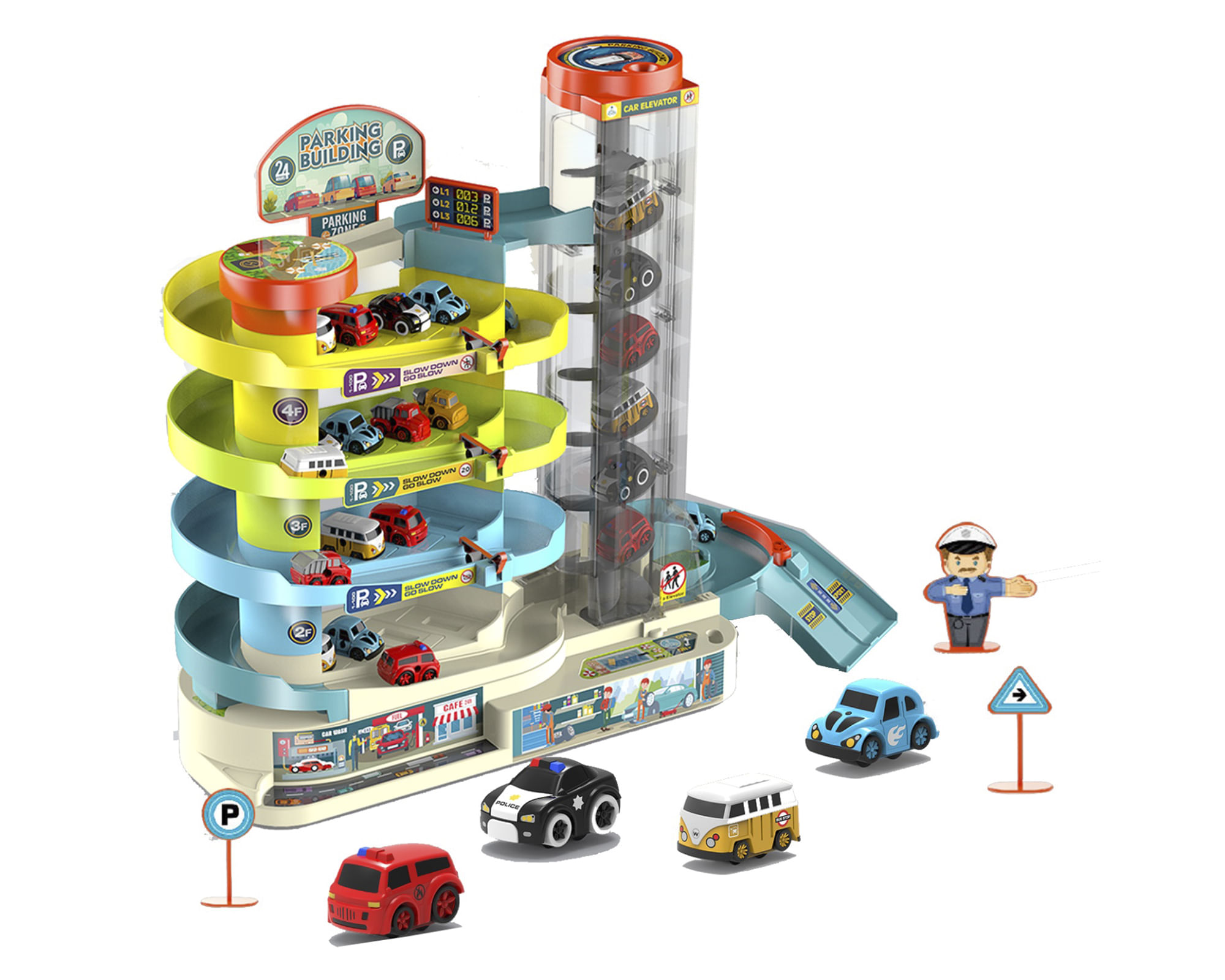 Kidscool Estacionamiento de autos + accesorios amarillo