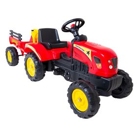 Tractor a pedal con carre de arrastre rojo