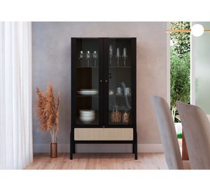 Vitrina 2 puertas Oslo Ratan negro