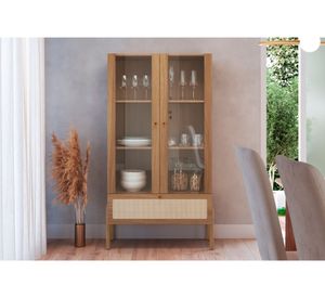 Vitrina 2 puertas Oslo Ratan natural