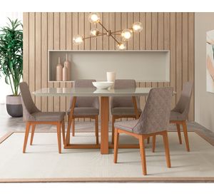 Comedor Bennet + 6 Sillas Elsie Matelasse