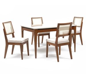 Comedor Addar 4 sillas Sagan Ratan beige
