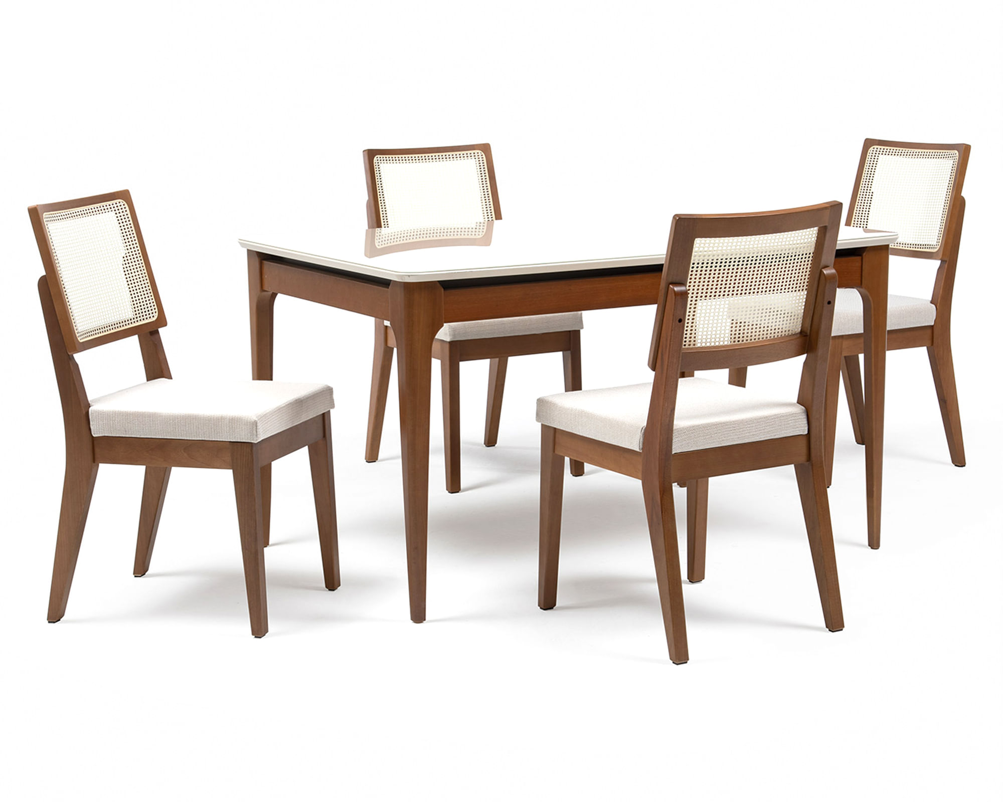 Decocasa Comedor Addar 4 sillas Sagan Ratan beige