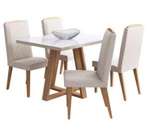 Comedor 4 sillas Mara natural/beige Decocasa