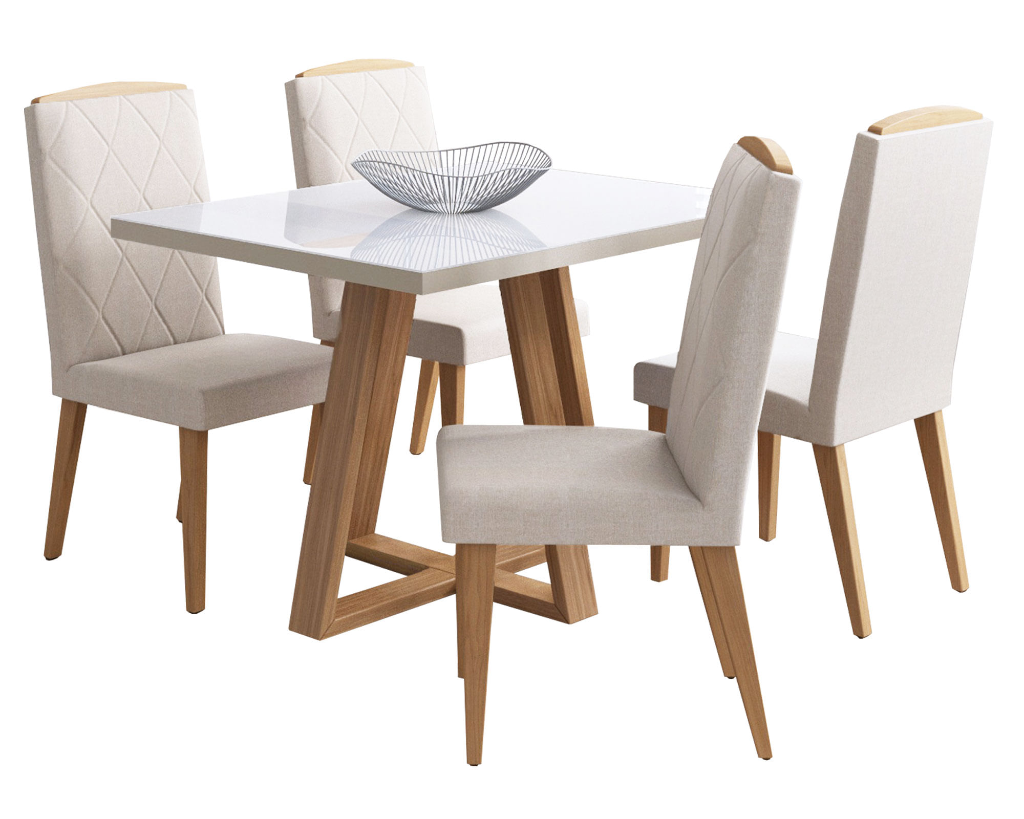 Comedor 4 sillas Mara natural/beige Decocasa