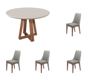 Comedor 4 sillas Bennet off white/gris