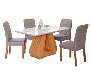 Comedor 4 sillas Agata Fernanda off white/grafito