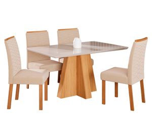 Comedor 4 sillas Patricia Clarice off white/nude