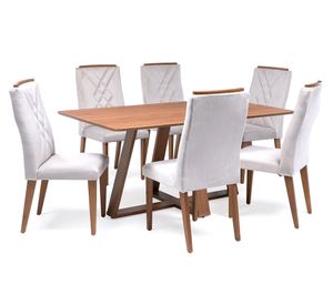 Comedor 6 personas rectangular Megan avena 160x90x74.7 cm