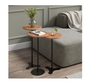Set 3 mesas laterales redondas Orb negro/beige
