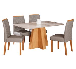 Comedor 4 sillas Patricia Clarice off white/grafito