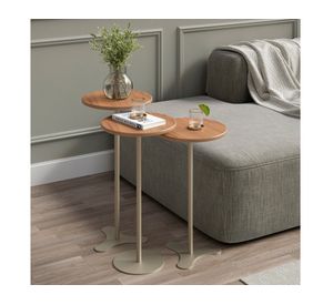 Set 3 mesas laterales redondas Orb champán/café