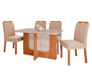 Comedor 4 sillas Louis Paola off white/nude